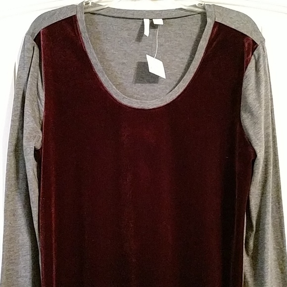 Cato wine velour and gray knit top - Picture 2 of 5
